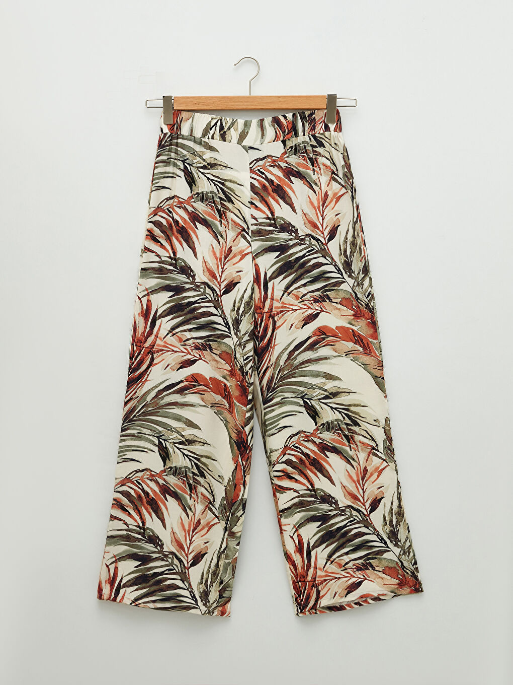 بنطلون للسيدات فيسكوز بخصر مطاطي مُزهر-4