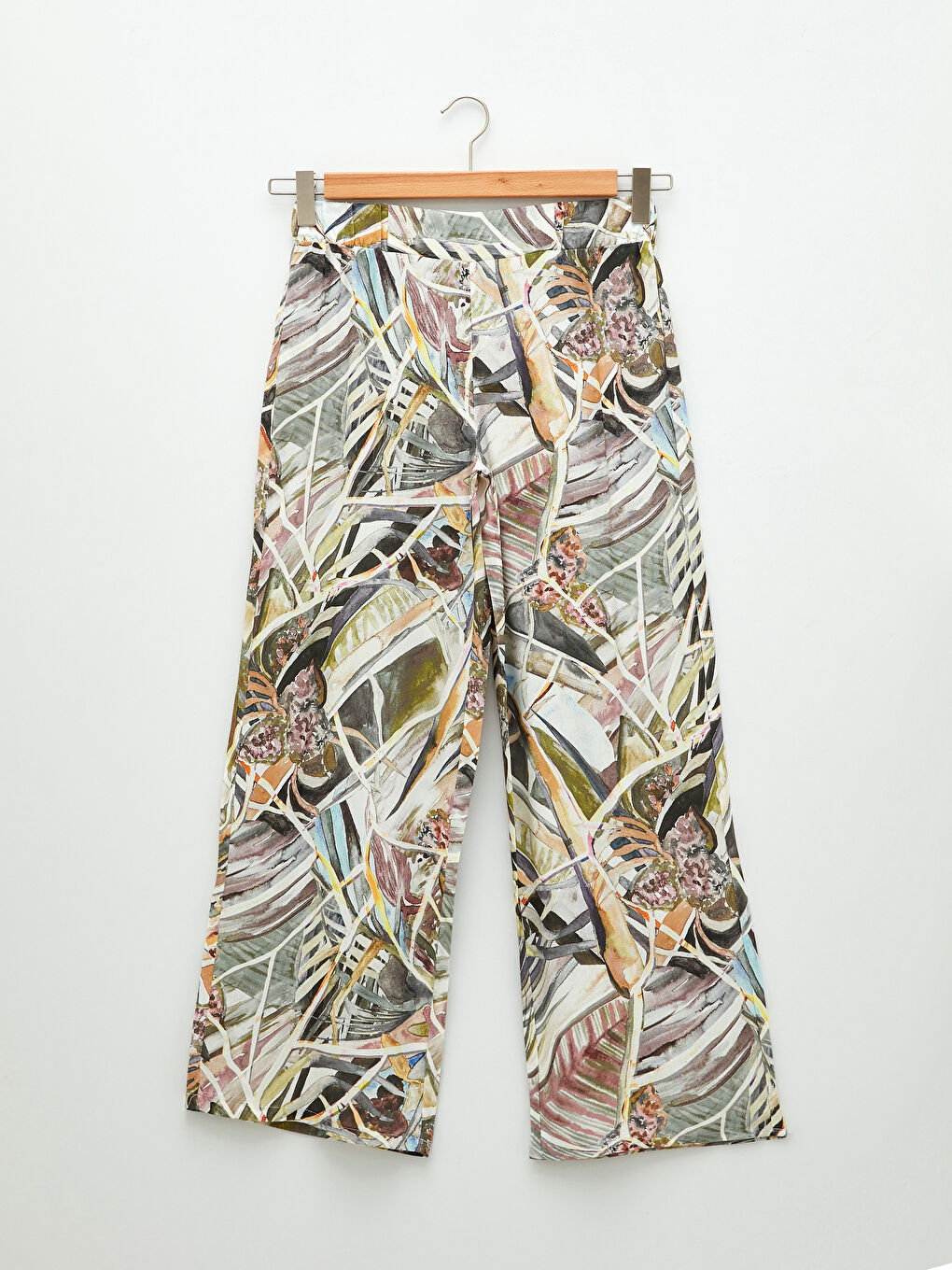 بنطلون للسيدات فيسكوز بخصر مطاطي مُزهر-5