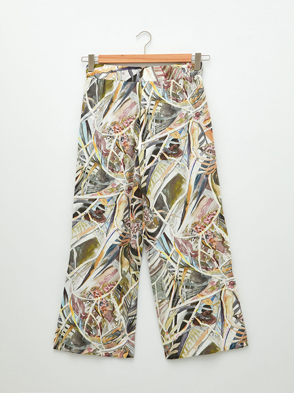 بنطلون للسيدات فيسكوز بخصر مطاطي مُزهر-6