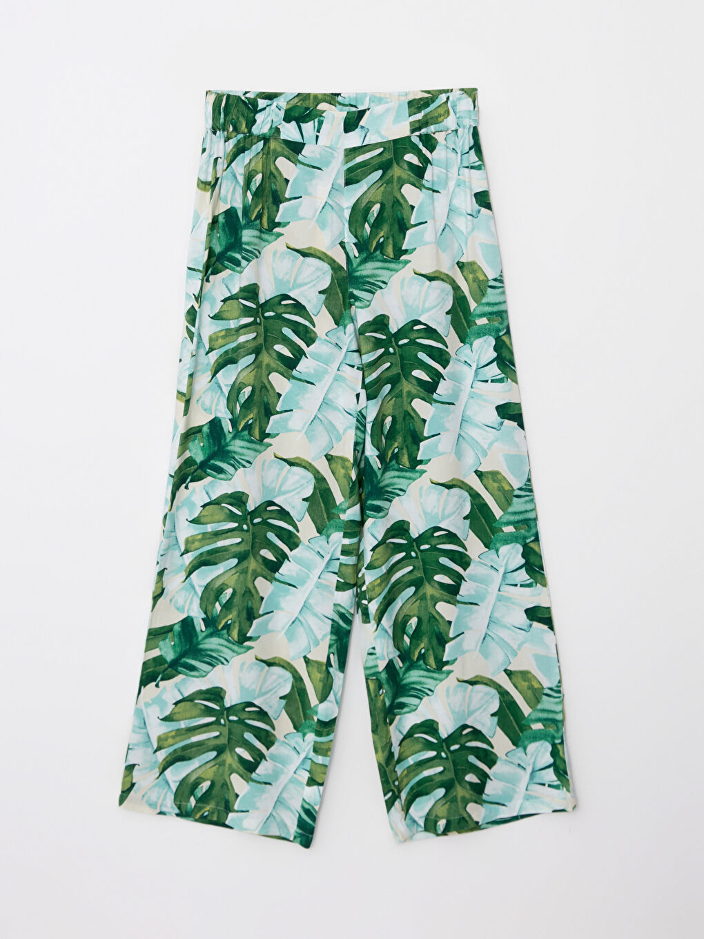 Elastic Waist Floral Viscose Women's Trousers-5