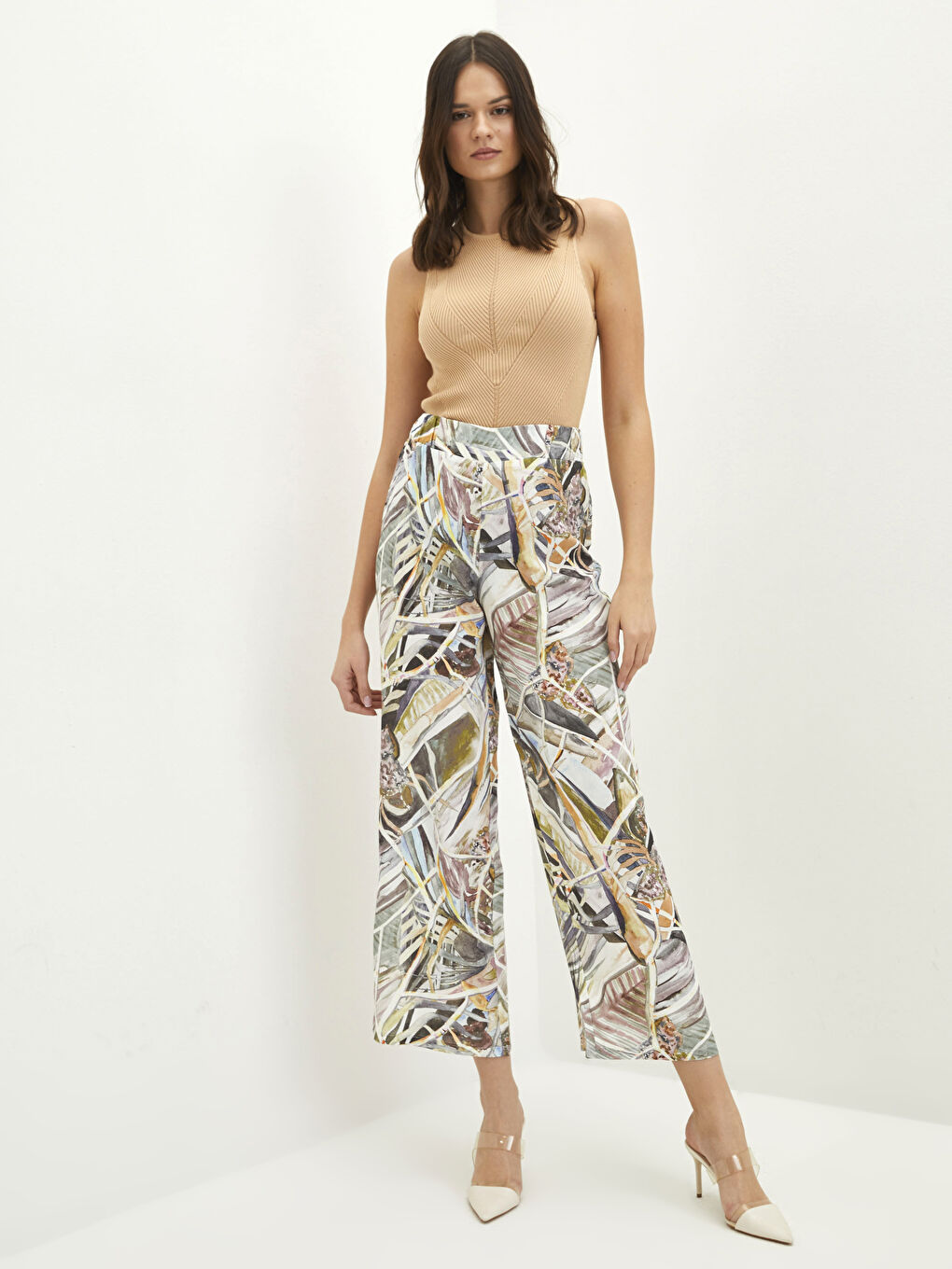 بنطلون للسيدات فيسكوز بخصر مطاطي مُزهر