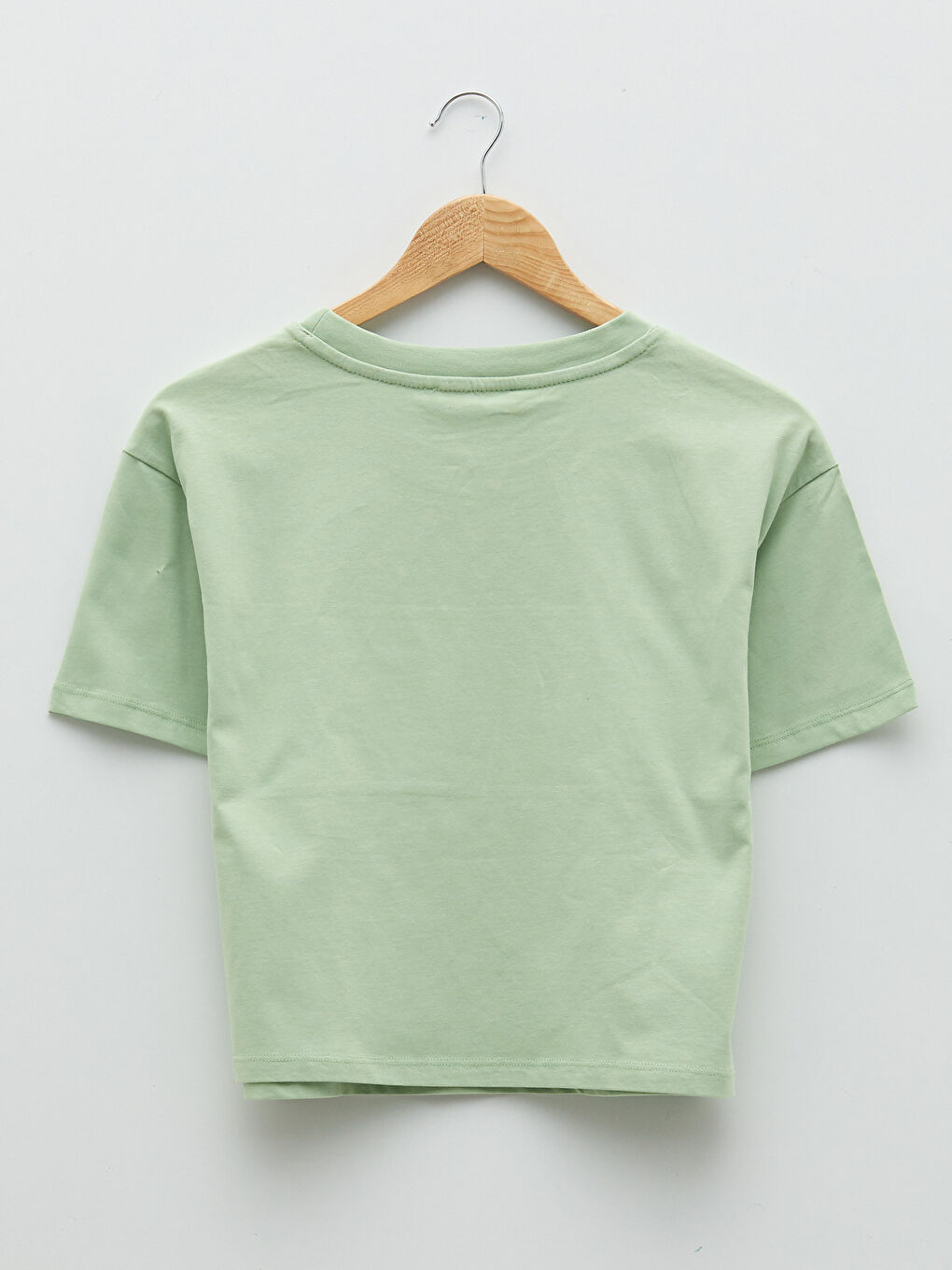 Yeşil Bisiklet Yaka Yazı Baskılı Kısa Kollu Pamuklu Kadın Tişört-6