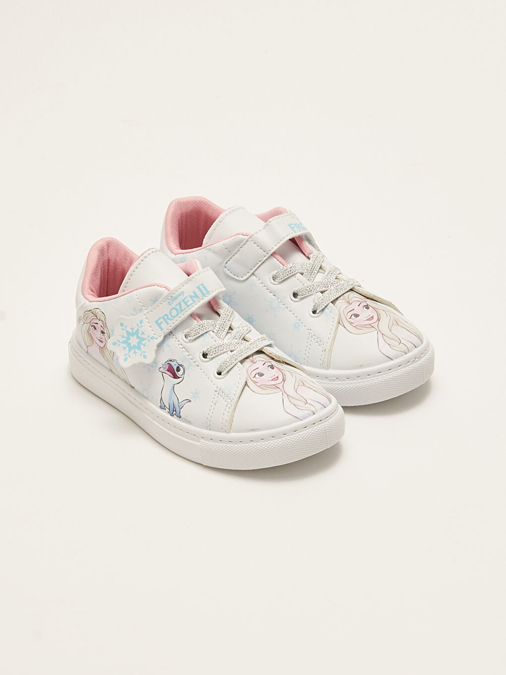 Beyaz Frozen Lisanslı Bağcık ve Cırt Cırtlı Kız Çocuk Spor Ayakkabı