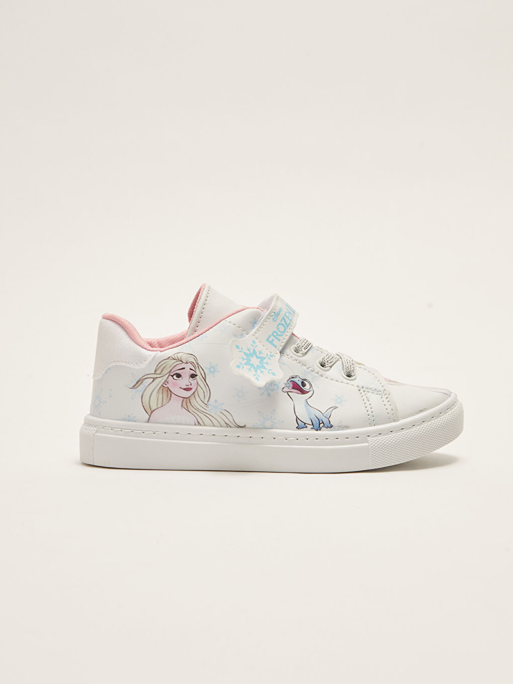 Beyaz Frozen Lisanslı Bağcık ve Cırt Cırtlı Kız Çocuk Spor Ayakkabı-1