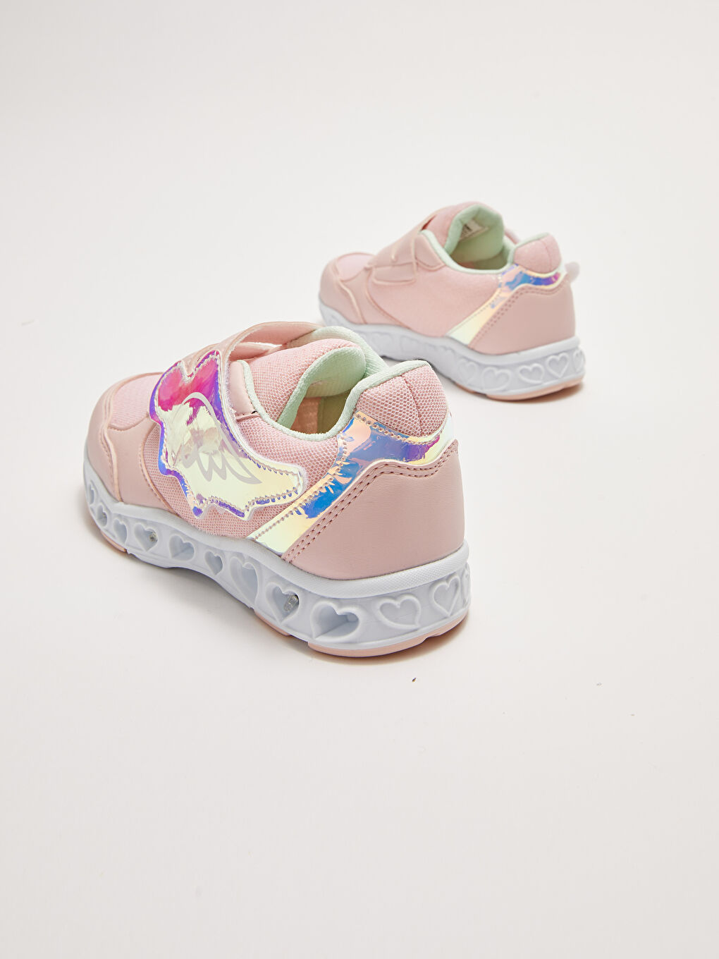 Pembe 3D Kanat Aplikeli Cırt Cırtlı Kız Çocuk Işıklı Aktif Spor Ayakkabı-5