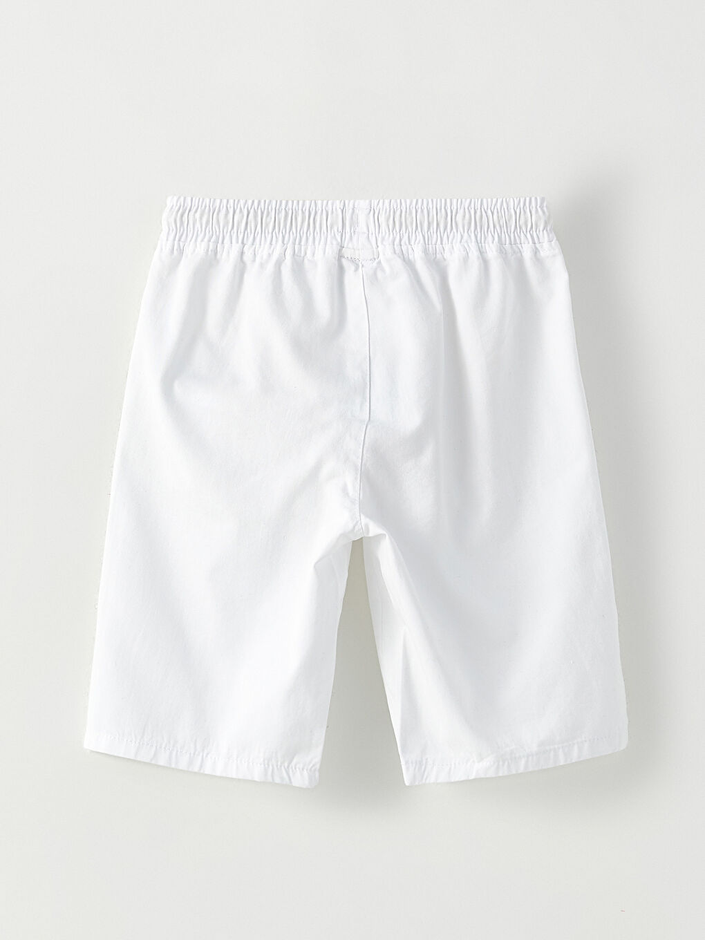 Beyaz Beli Lastikli Basic Gabardin Erkek Çocuk Şort-2