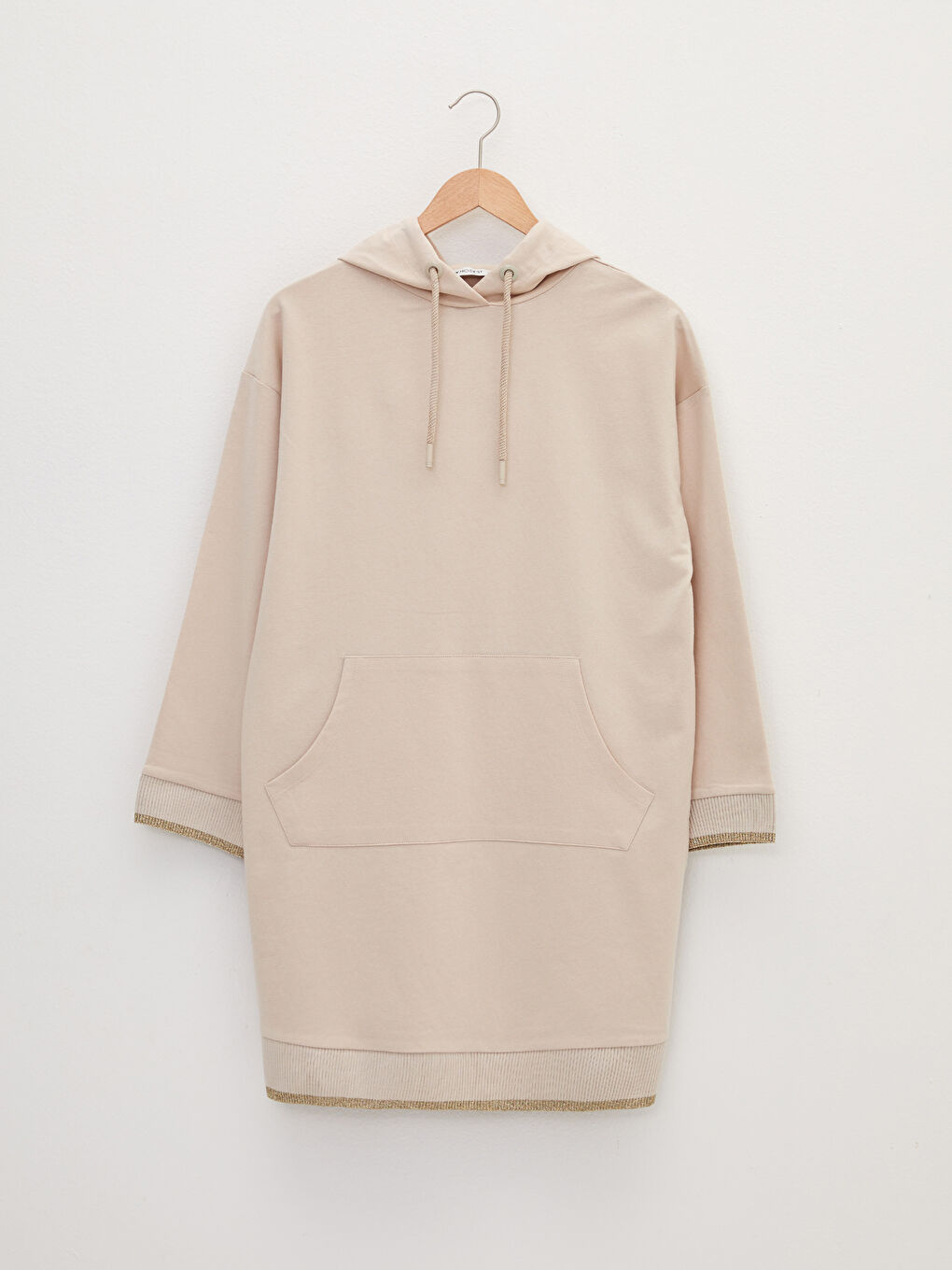 Hooded Plain Long Sleeve Oversize Women's Sweatshirt Tunic-5