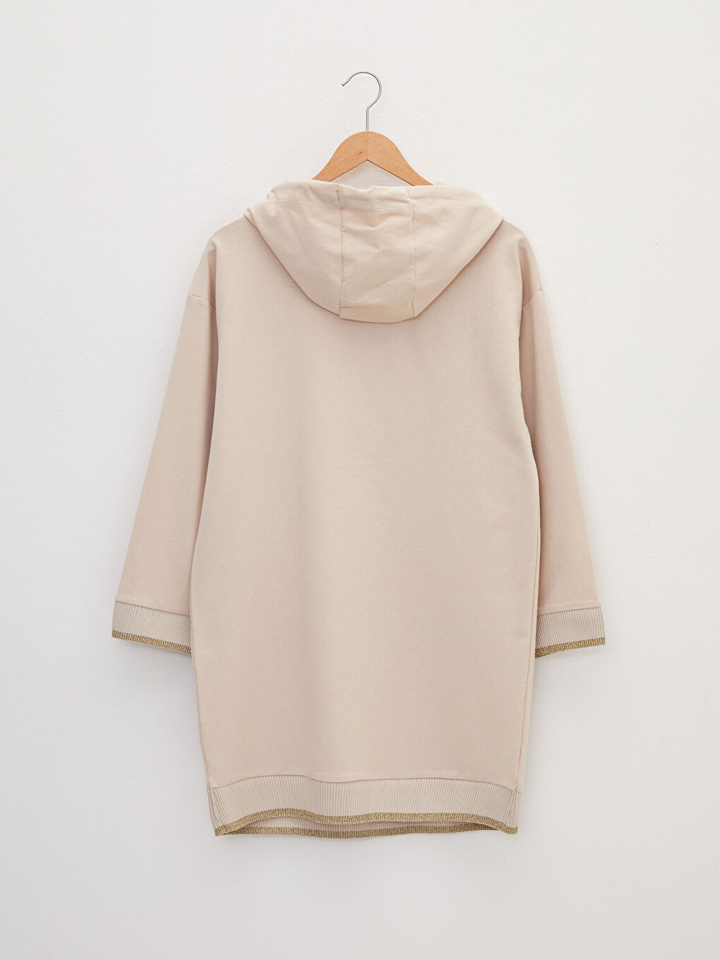Hooded Plain Long Sleeve Oversize Women's Sweatshirt Tunic-7