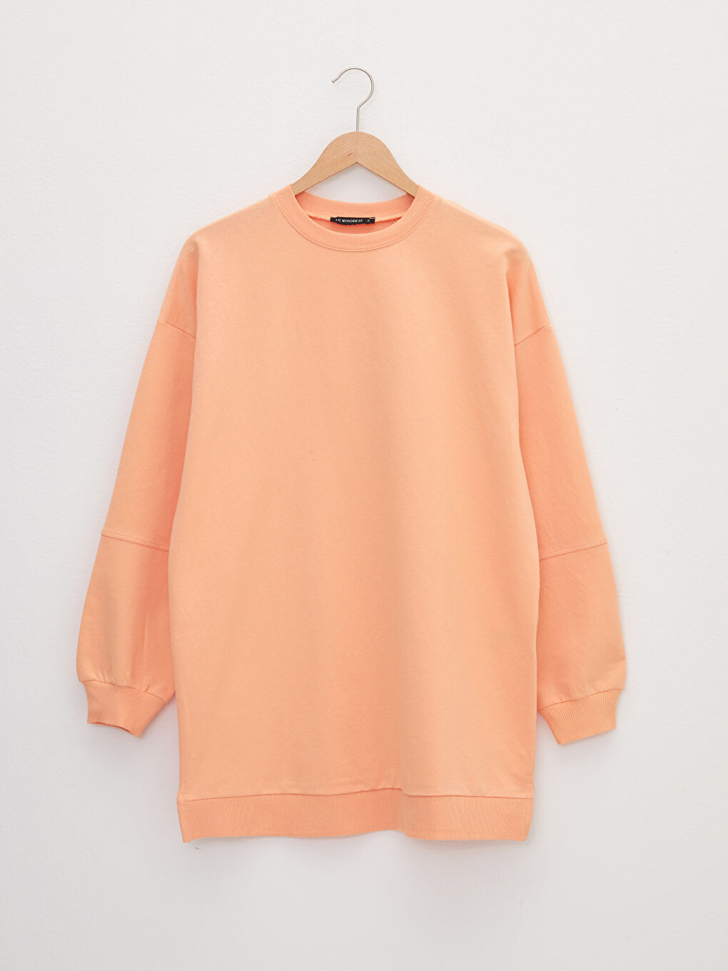 Crew Neck Plain Oversize Women's Sweatshirt Tunic-5