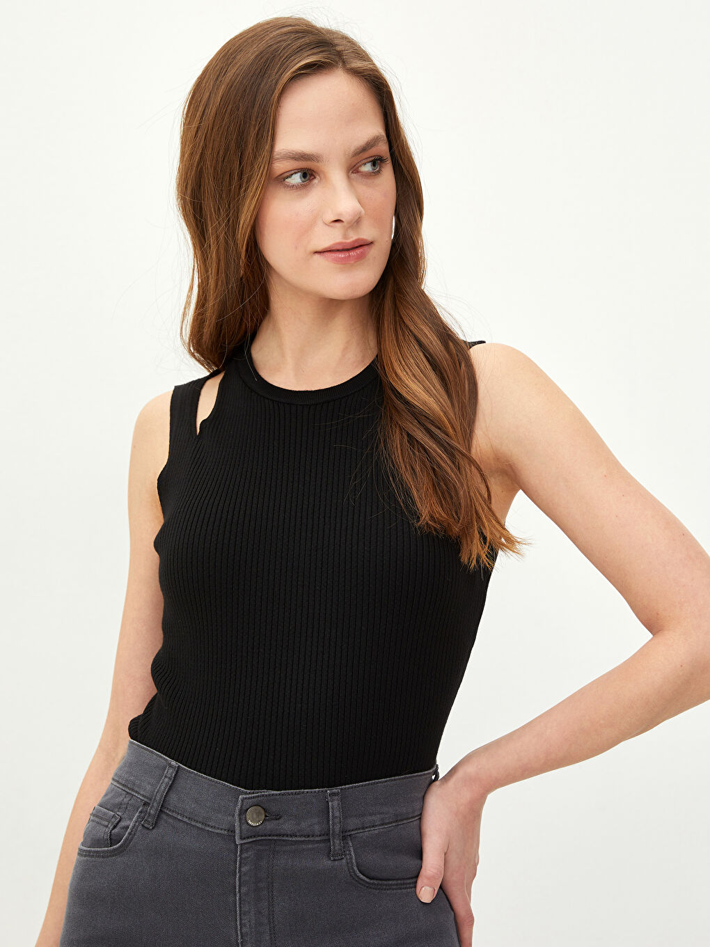 Pull-over Sans Manches Col Rond Tricot Svelte-1