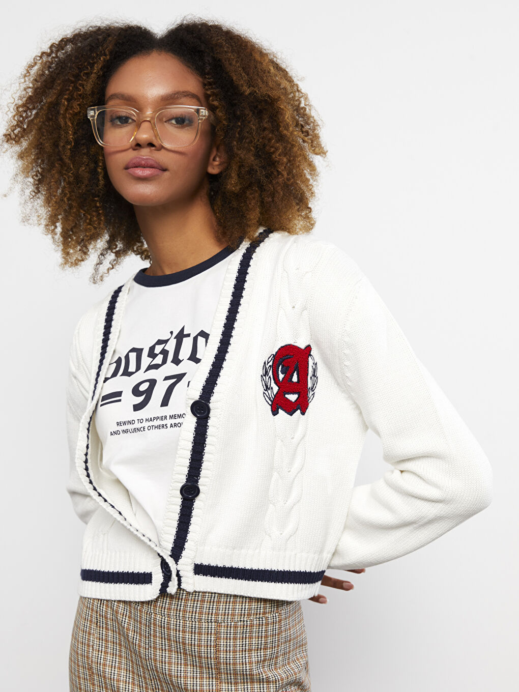 V Neck Embroidered Long Sleeve Women's Knitwear Cardigan -S2DH00Z8-R9J