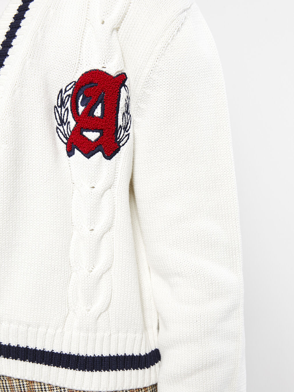 V Neck Embroidered Long Sleeve Women's Knitwear Cardigan -S2DH00Z8-R9J