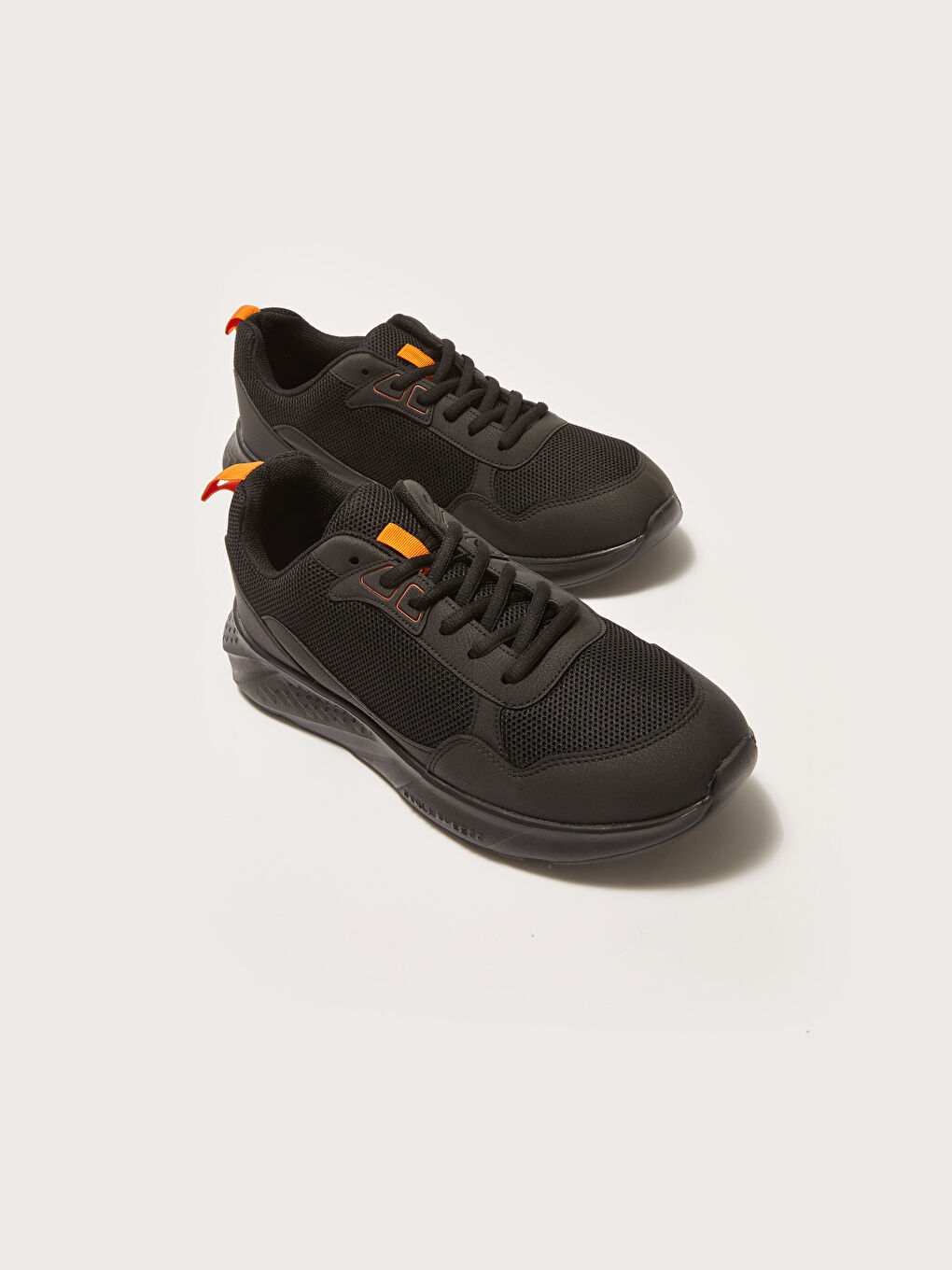 Siyah File Detaylı Bağcıklı Erkek Spor Ayakkabı-5