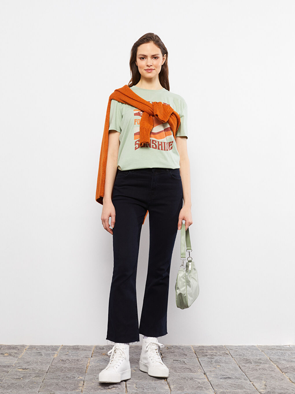 Antrasit Mars Flare Düz Cep Detaylı Kadın Jean Pantolon