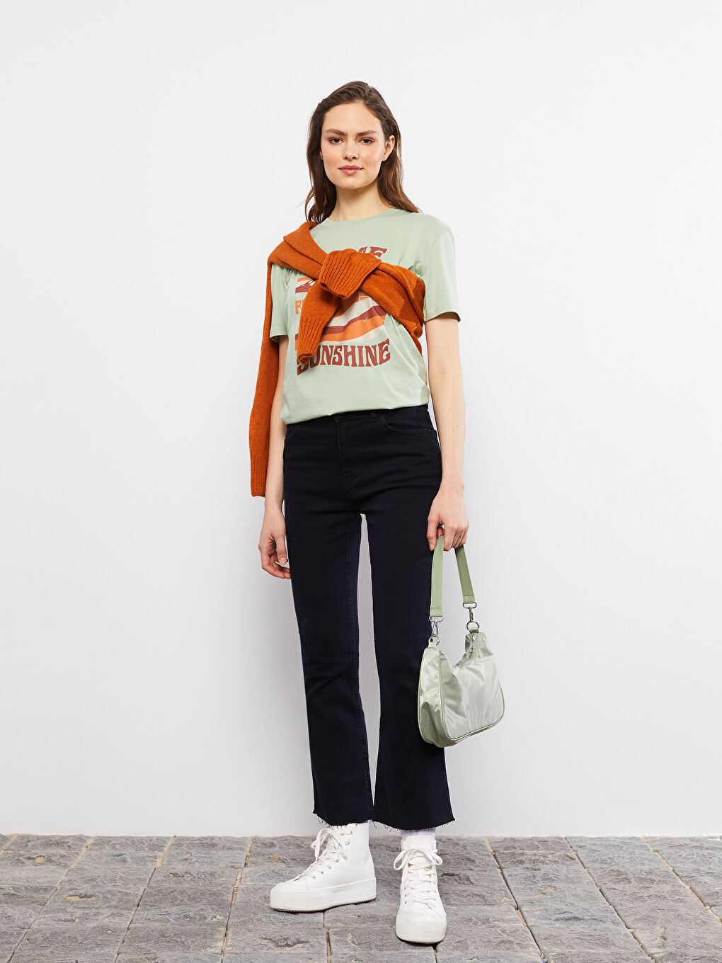 Antrasit Mars Flare Düz Cep Detaylı Kadın Jean Pantolon-1