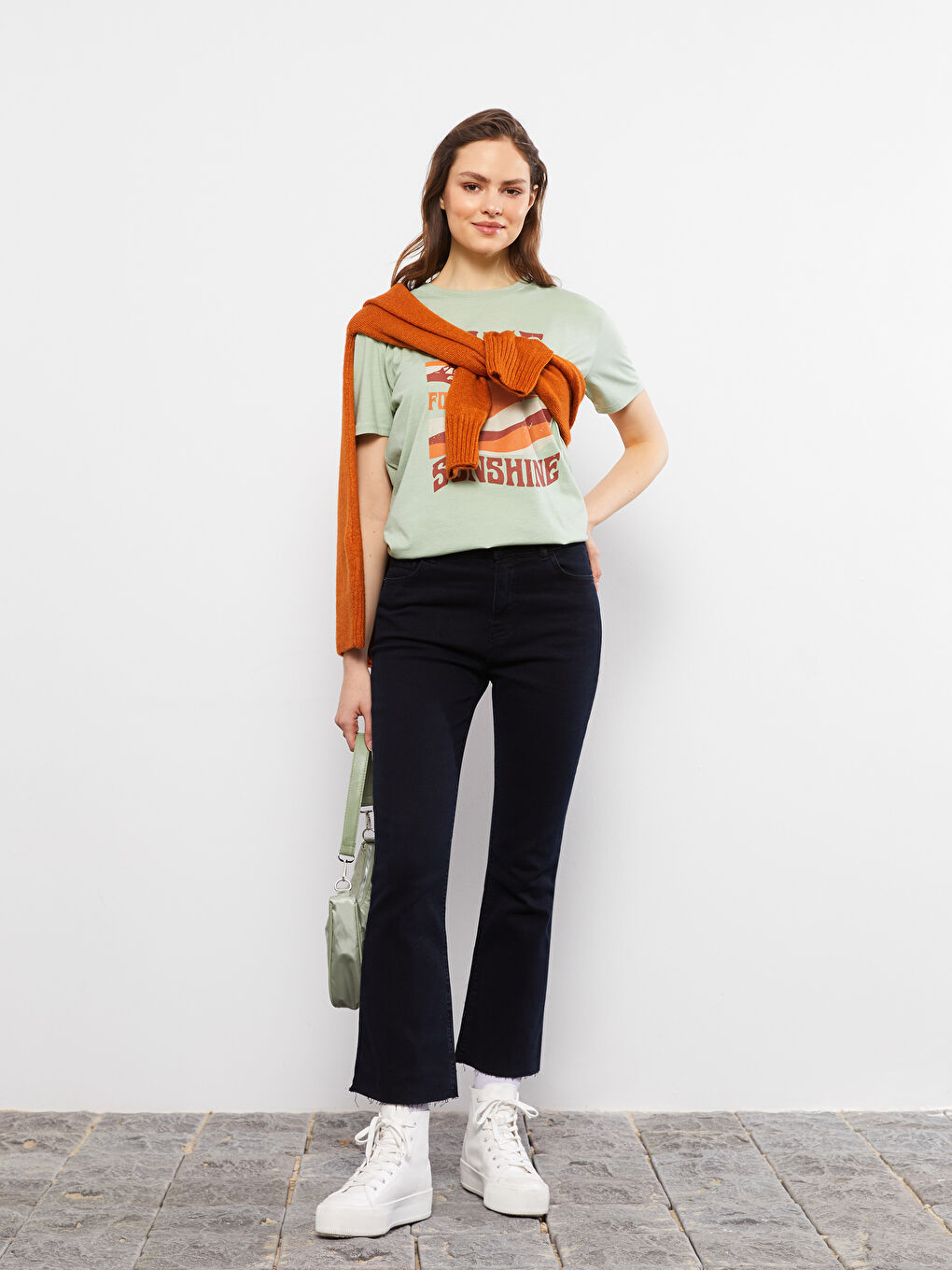 Antrasit Mars Flare Düz Cep Detaylı Kadın Jean Pantolon-2