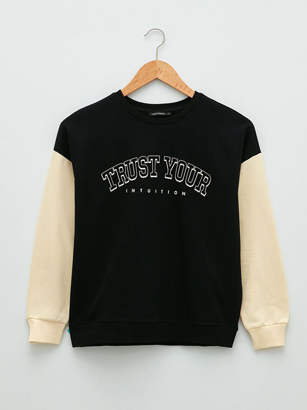 әйелдерге арналған түрлі-түсті ұзын жеңді дөңгелек жағалы свитшот-3