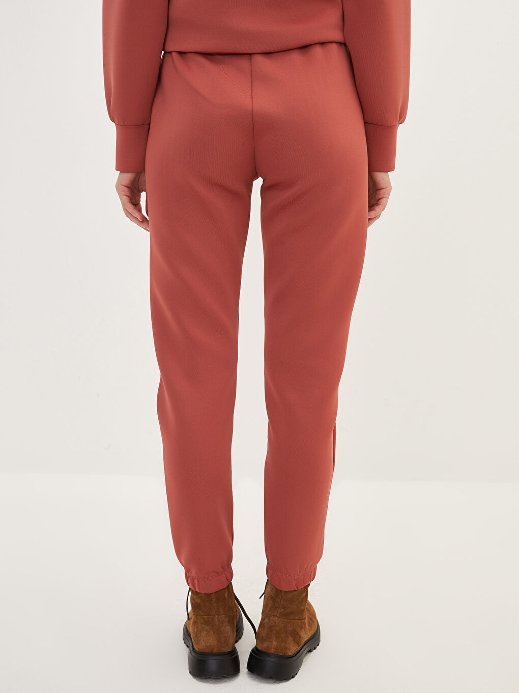 Elastic Waist Plain Pocket Detailed Diving Fabric Women's Sweatpants-5