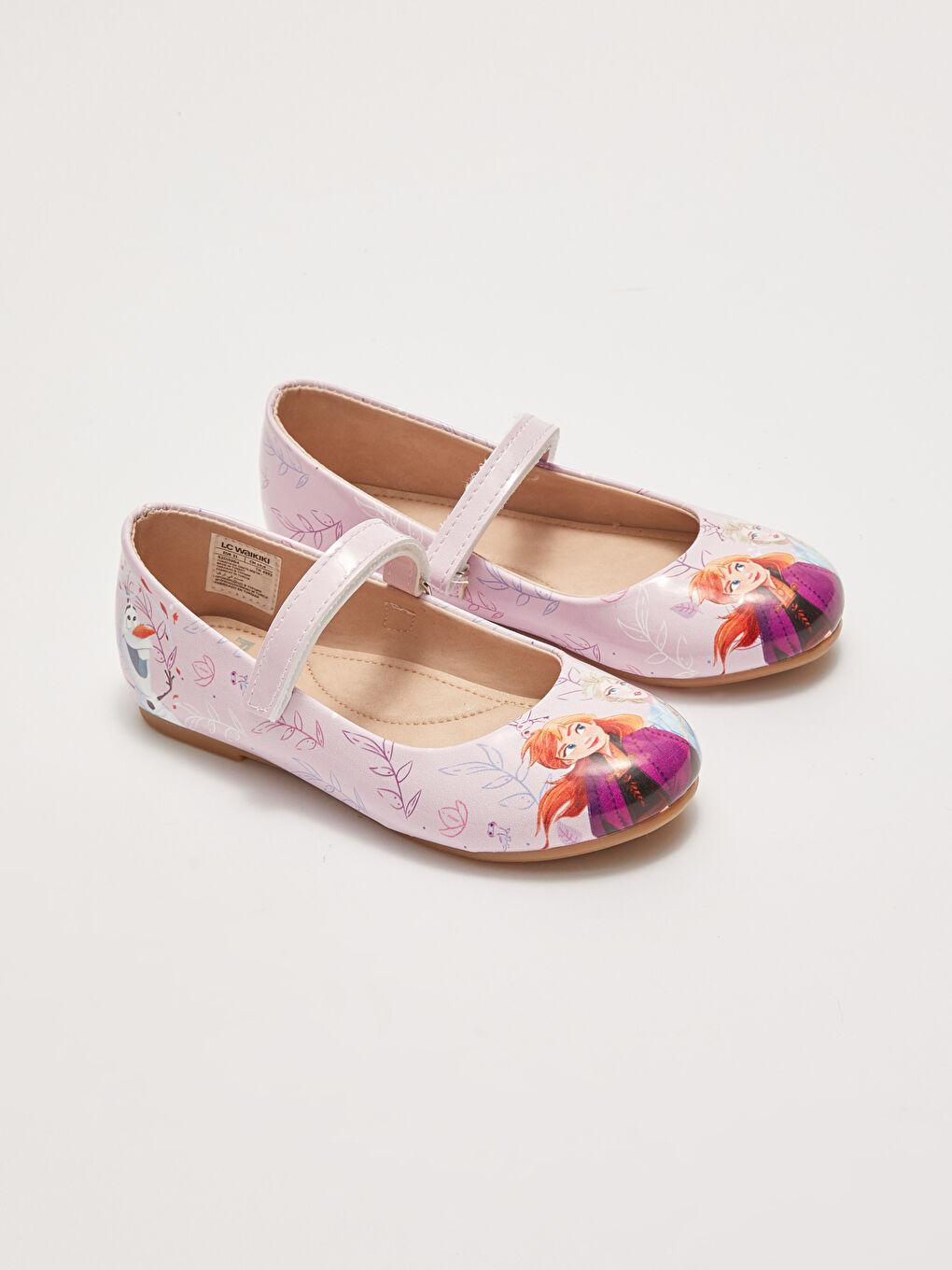 Lila Frozen Lisanslı Deri Görünümlü Cırt Cırtlı Kız Çocuk Babet