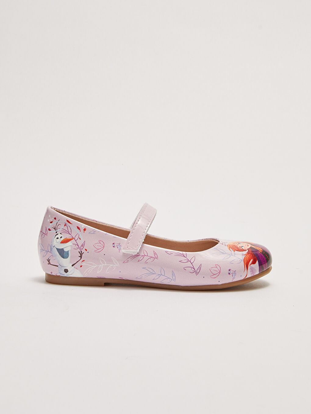 Lila Frozen Lisanslı Deri Görünümlü Cırt Cırtlı Kız Çocuk Babet-1