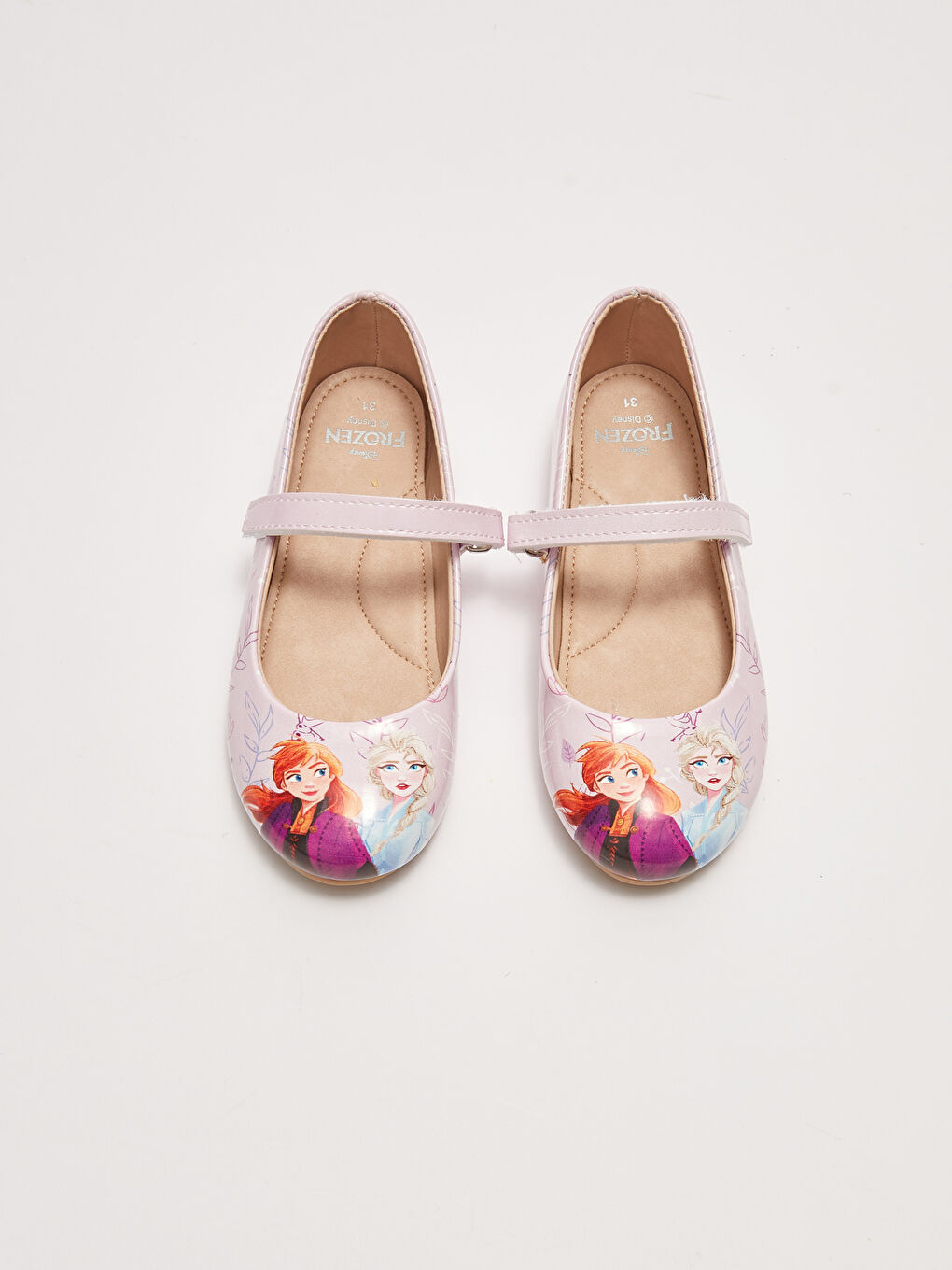 Lila Frozen Lisanslı Deri Görünümlü Cırt Cırtlı Kız Çocuk Babet-2