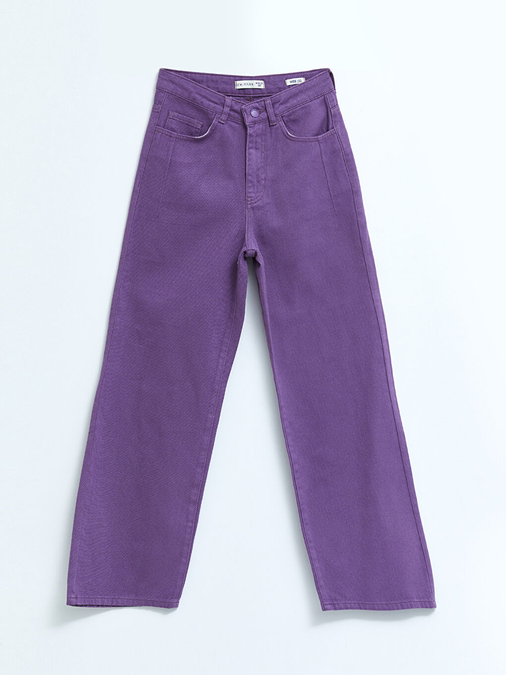 Mor Yüksek Bel Wideleg Cep Detaylı Kadın Jean Pantolon-5