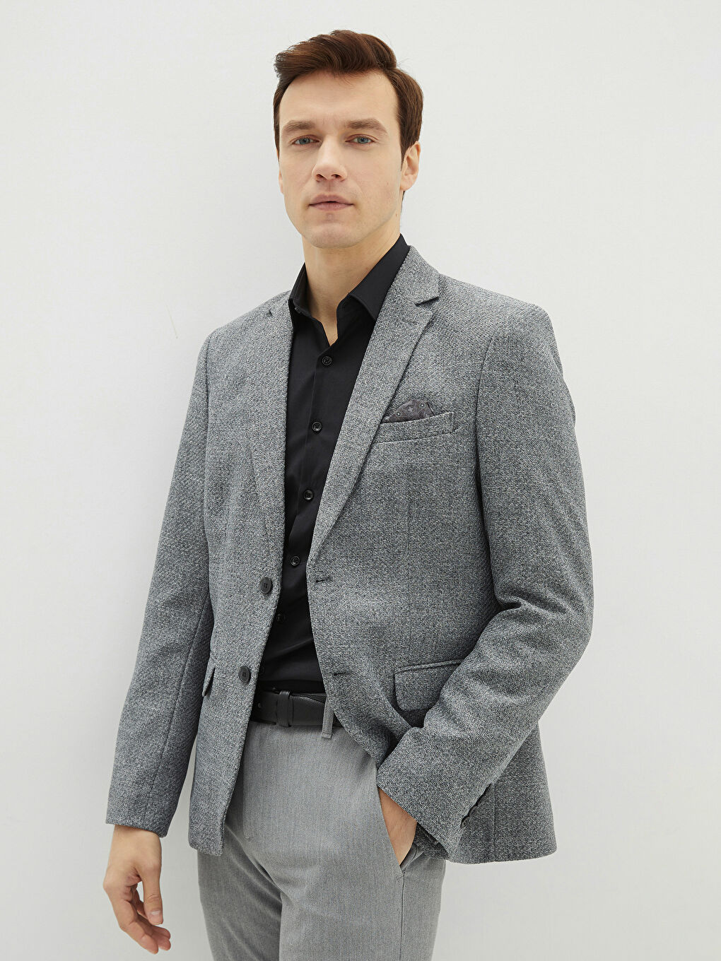 Standard Pattern Textured Men's Blazer Jacket