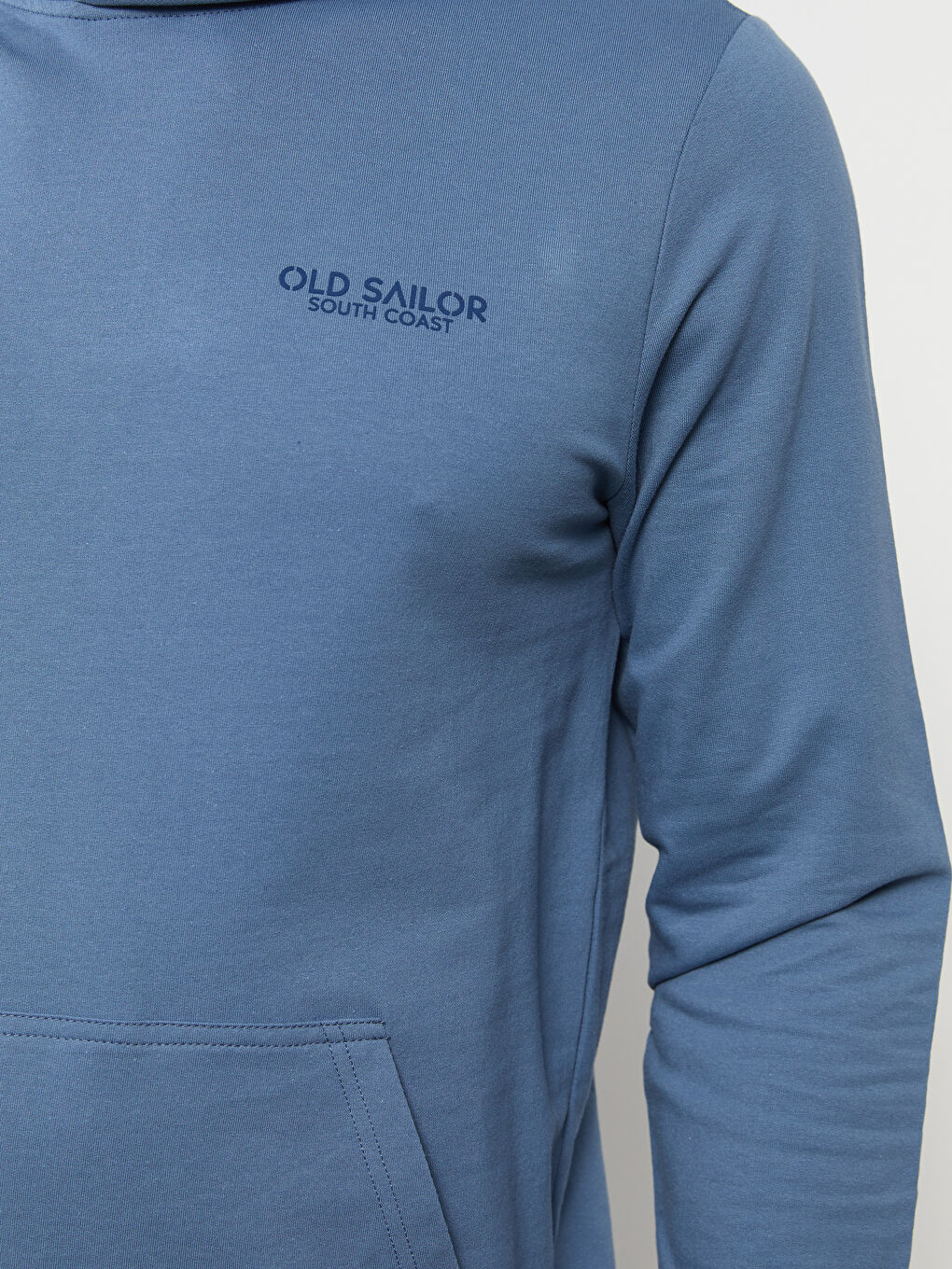 İndigo Uzun Kollu Baskılı Erkek Hoodie-3