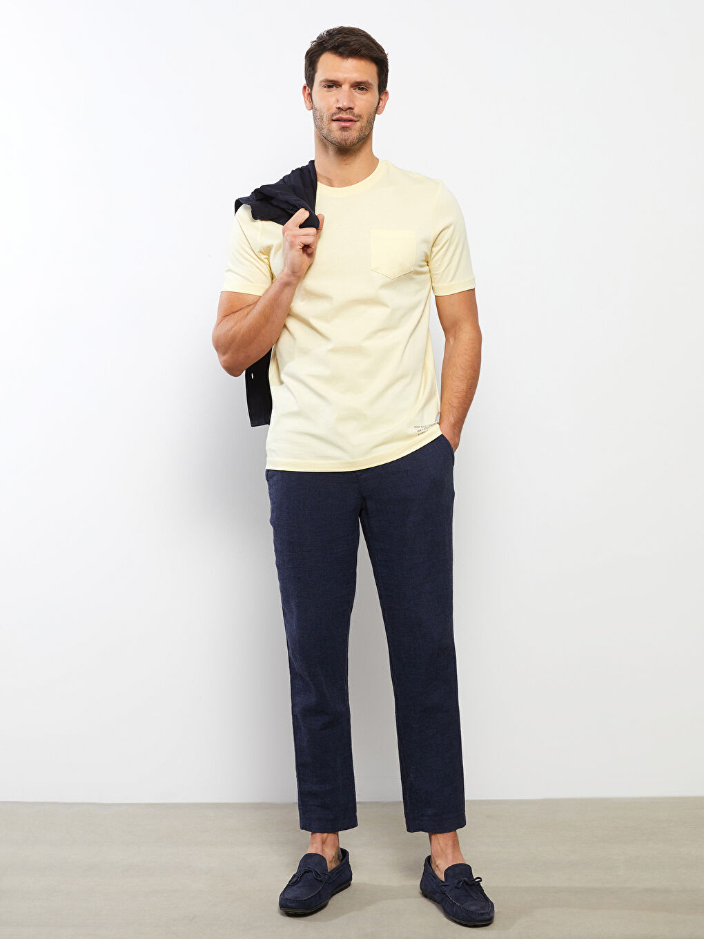 Sarı Bisiklet Yaka Kısa Kollu Baskılı Penye Erkek Tişört