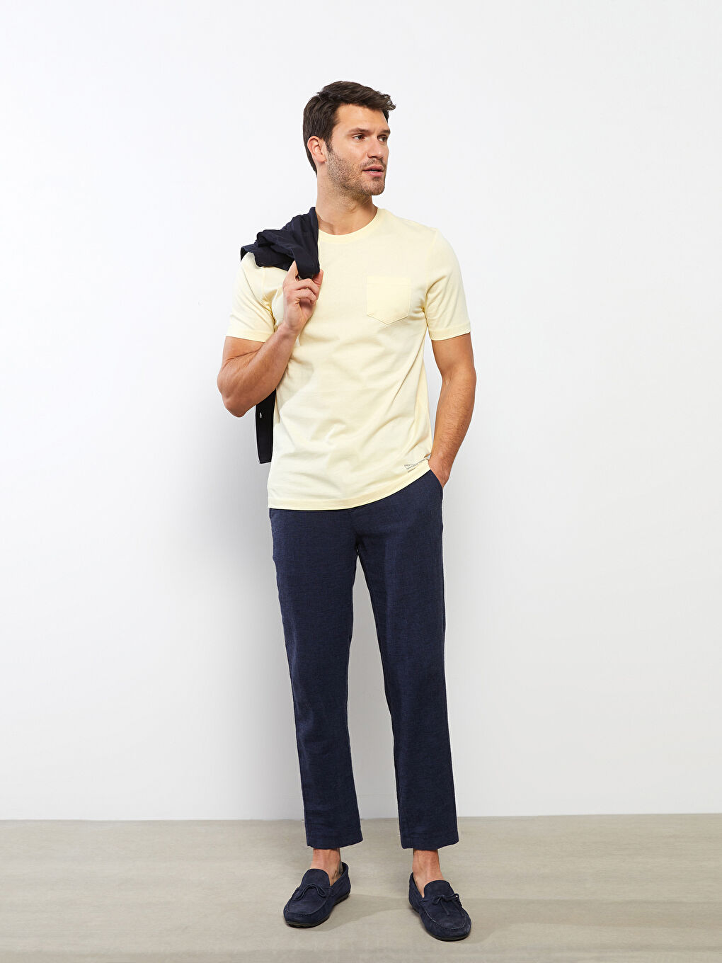 Sarı Bisiklet Yaka Kısa Kollu Baskılı Penye Erkek Tişört-1