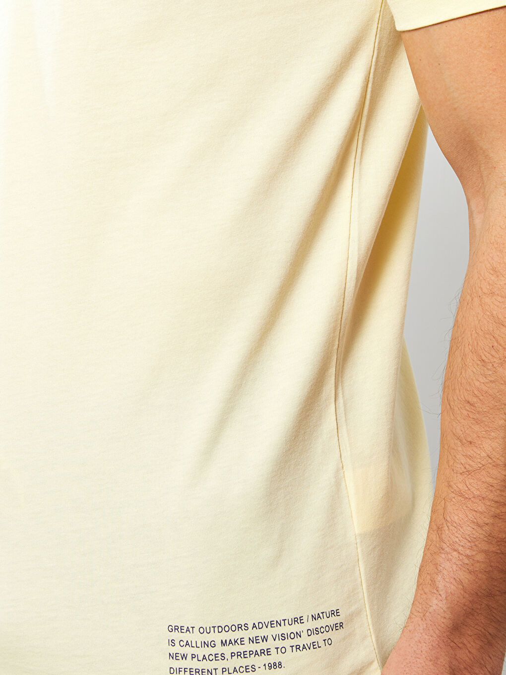 Sarı Bisiklet Yaka Kısa Kollu Baskılı Penye Erkek Tişört-3