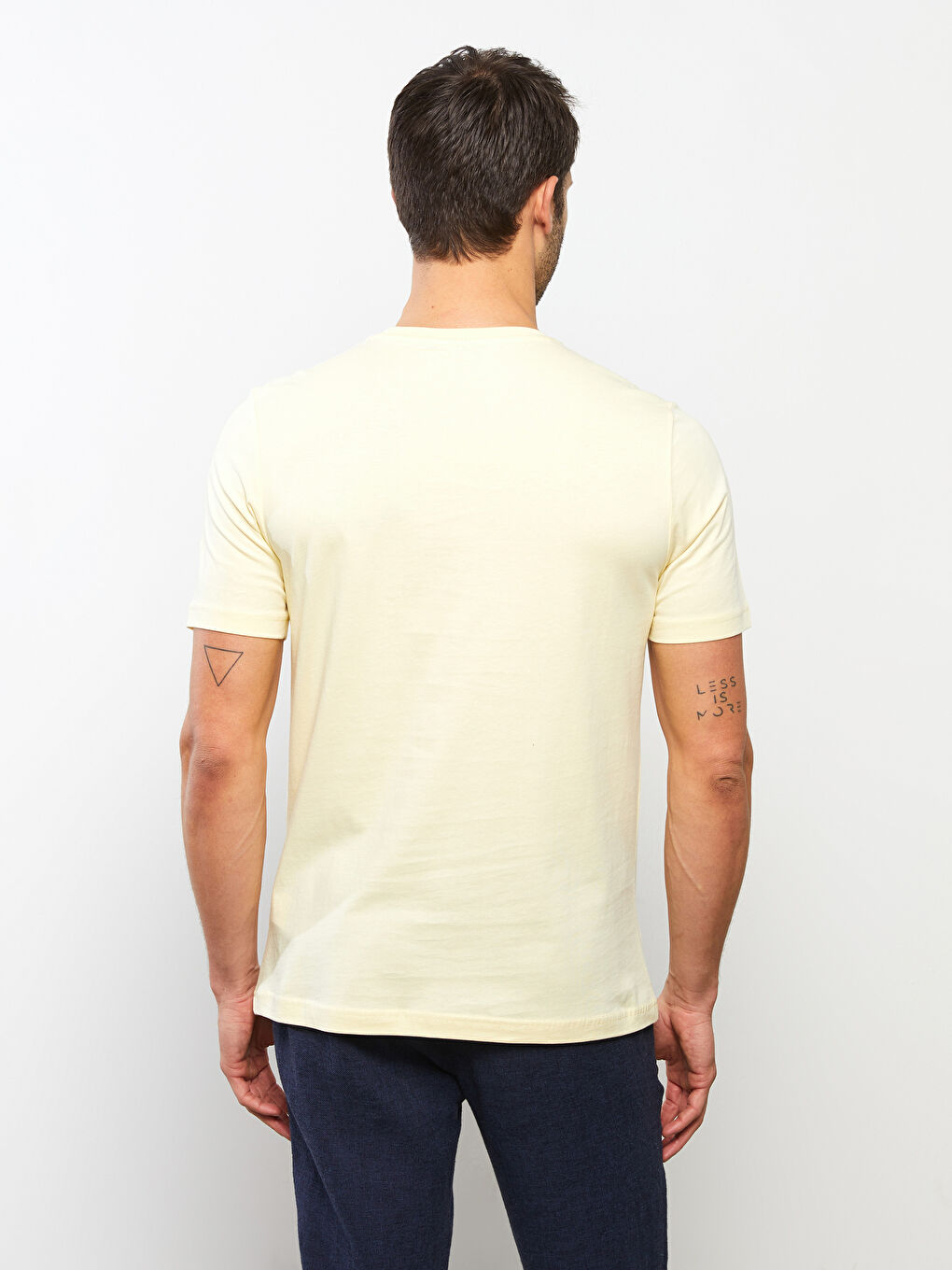 Sarı Bisiklet Yaka Kısa Kollu Baskılı Penye Erkek Tişört-4