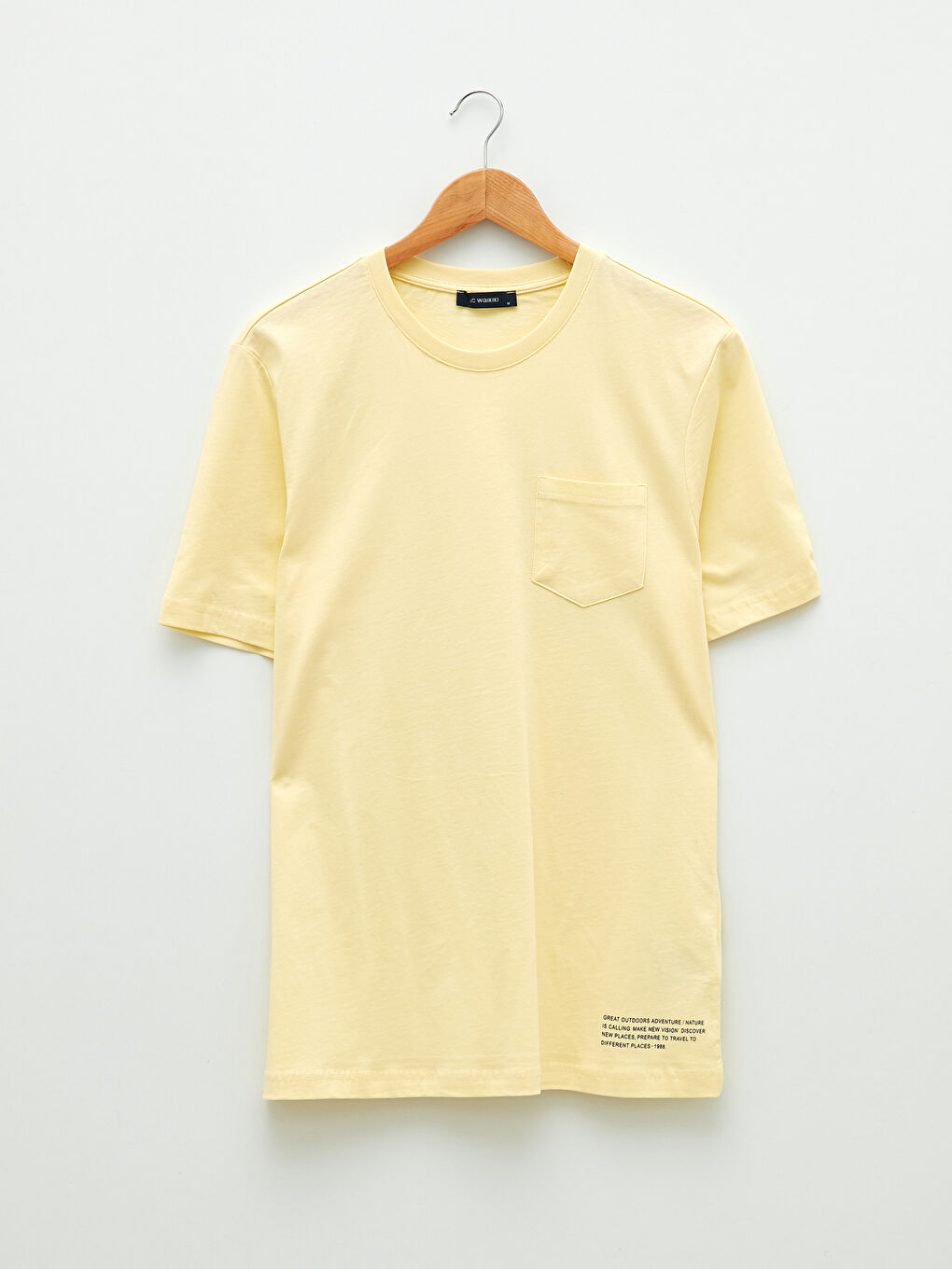 Sarı Bisiklet Yaka Kısa Kollu Baskılı Penye Erkek Tişört-5