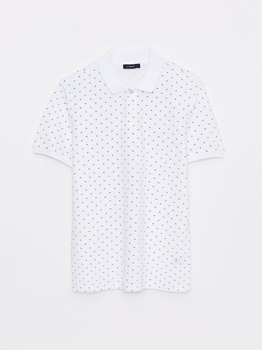 Polo Neck Short Sleeve Patterned Pique Men's T-Shirt-4