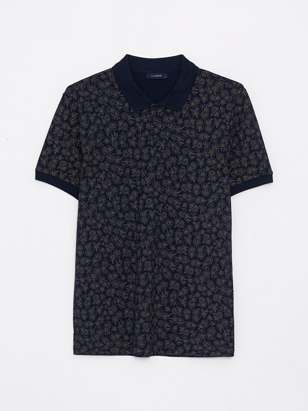 Polo Neck Short Sleeve Patterned Pique Men's T-Shirt-5