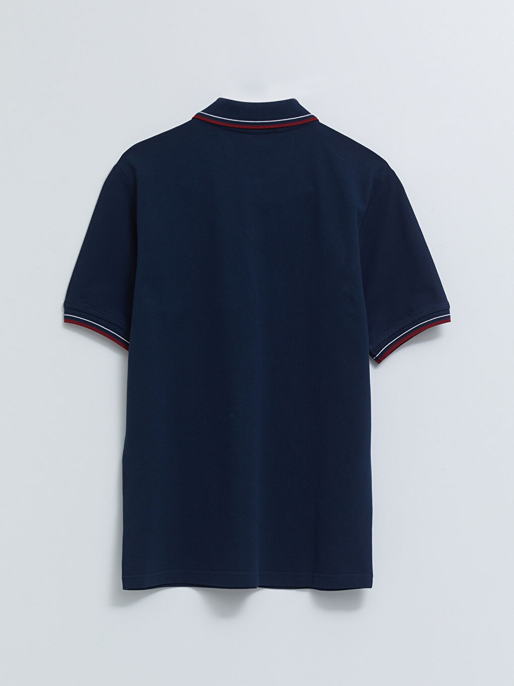 Lacivert Polo Yaka Kısa Kollu Çizgili Pike Erkek Tişört-7