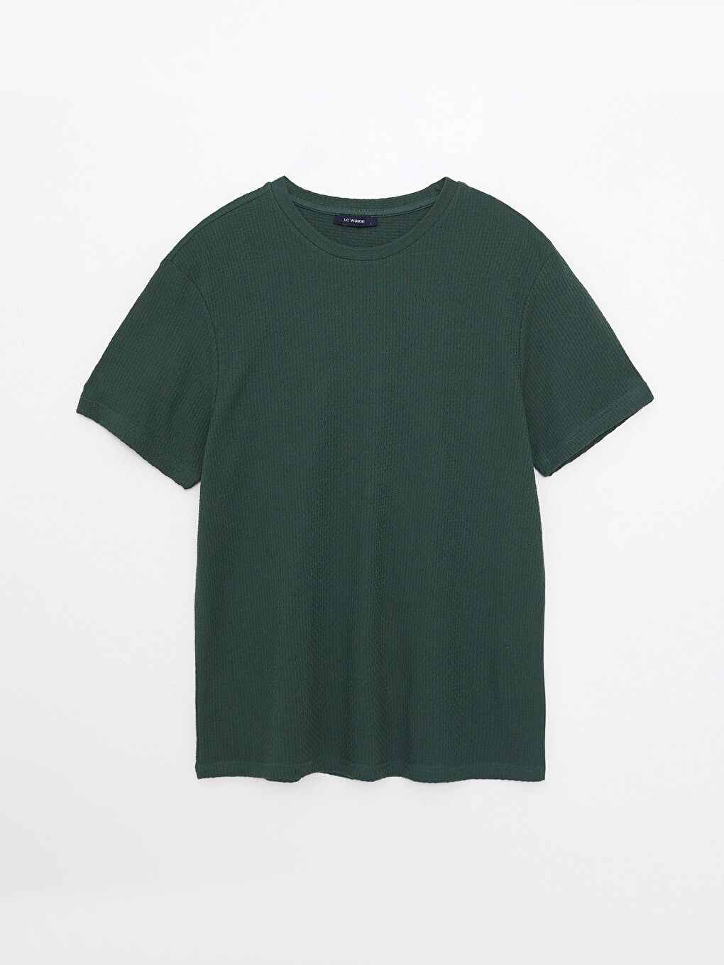 Yeşil Bisiklet Yaka Penye Erkek Tişört-5