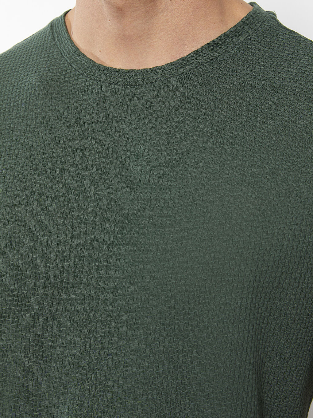 Yeşil Bisiklet Yaka Penye Erkek Tişört-3