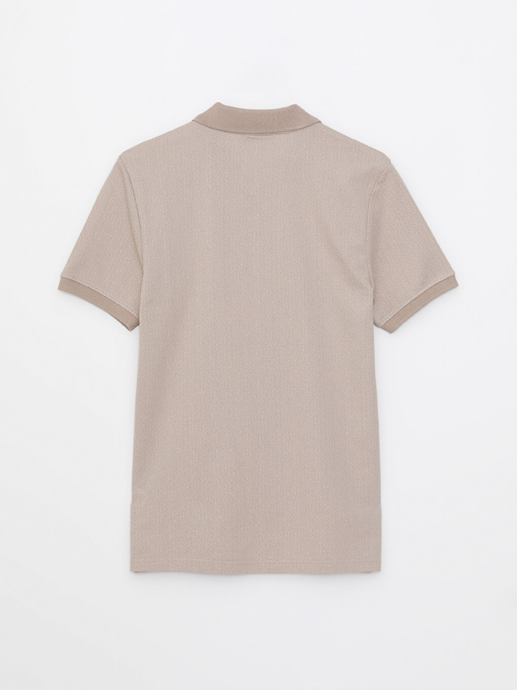 Bej Polo Yaka Kısa Kollu Desenli Erkek Tişört-6