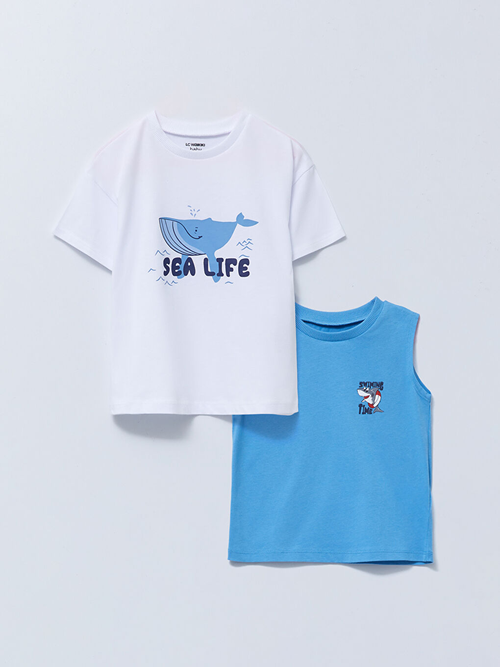 Lot de 2 T-shirts et Débardeurs Imprimés pour Garçon Col Rond