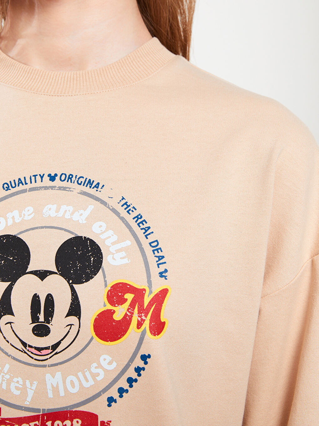 Свитшот-туника с круглым вырезом, принтом Микки Мауса, длинным рукавом, оверсайз для женщин-3