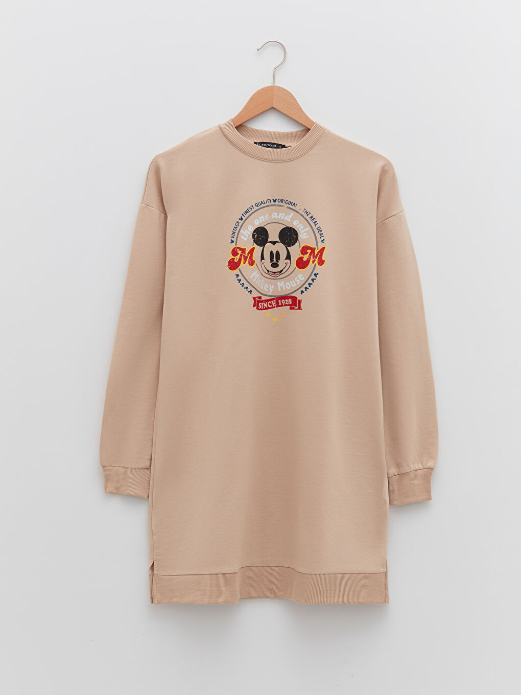 Свитшот-туника с круглым вырезом, принтом Микки Мауса, длинным рукавом, оверсайз для женщин-5
