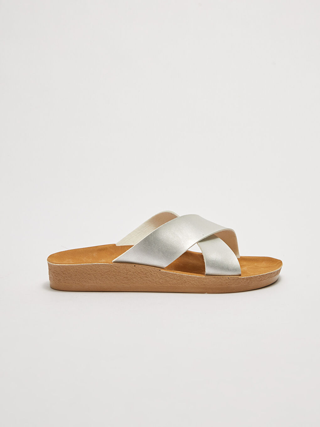 Gri Çapraz Bantlı Kadın Terlik-1