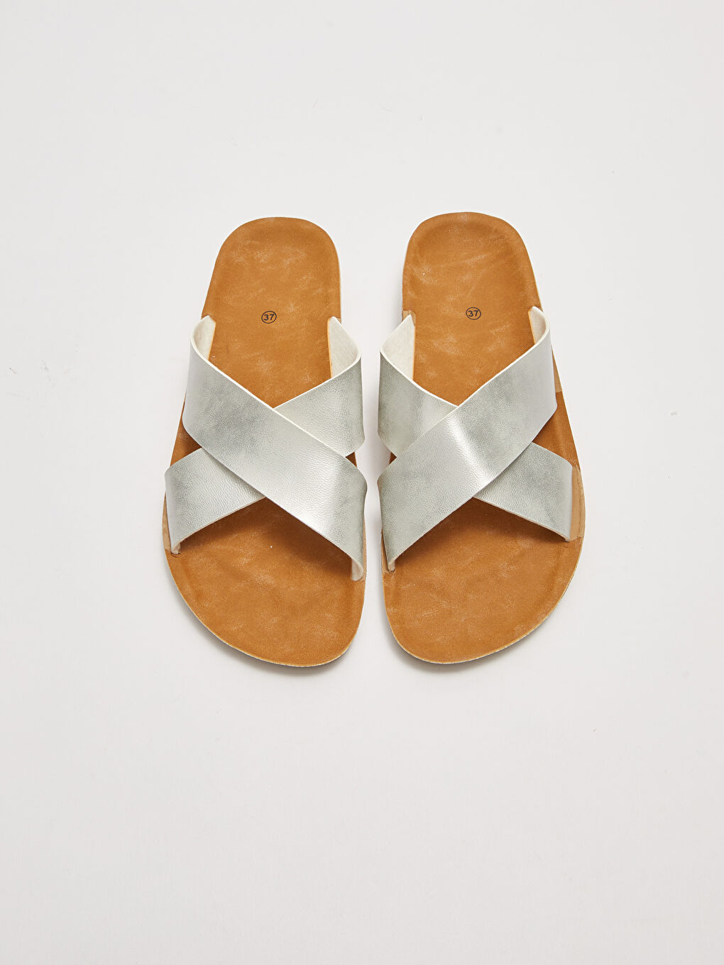 Gri Çapraz Bantlı Kadın Terlik-2