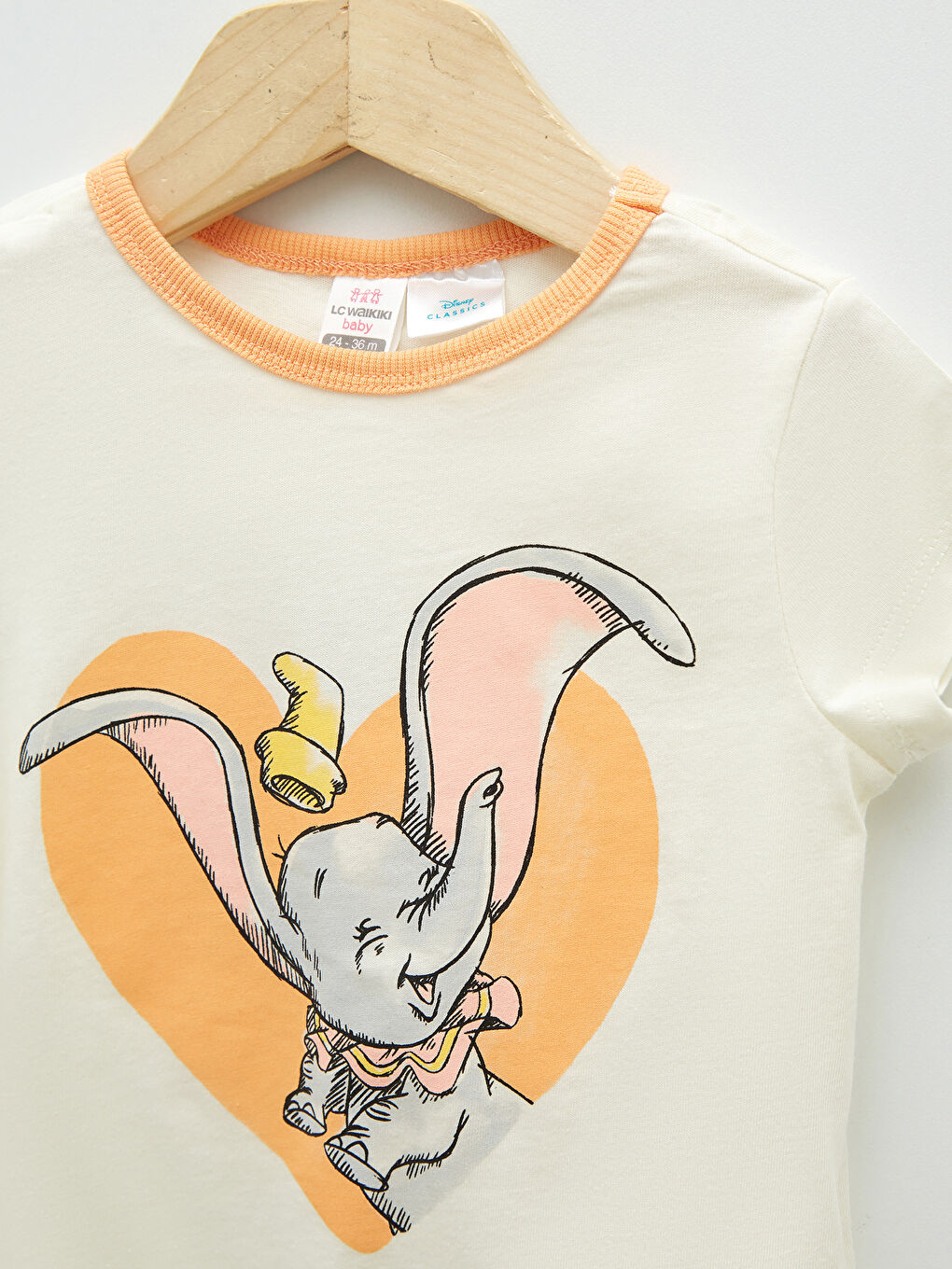 LCW baby Crew Neck Short Sleeve Dumbo Printed Cotton Baby Girl T-Shirt and Shorts 2-Pack Set -S2DK21Z1-FES