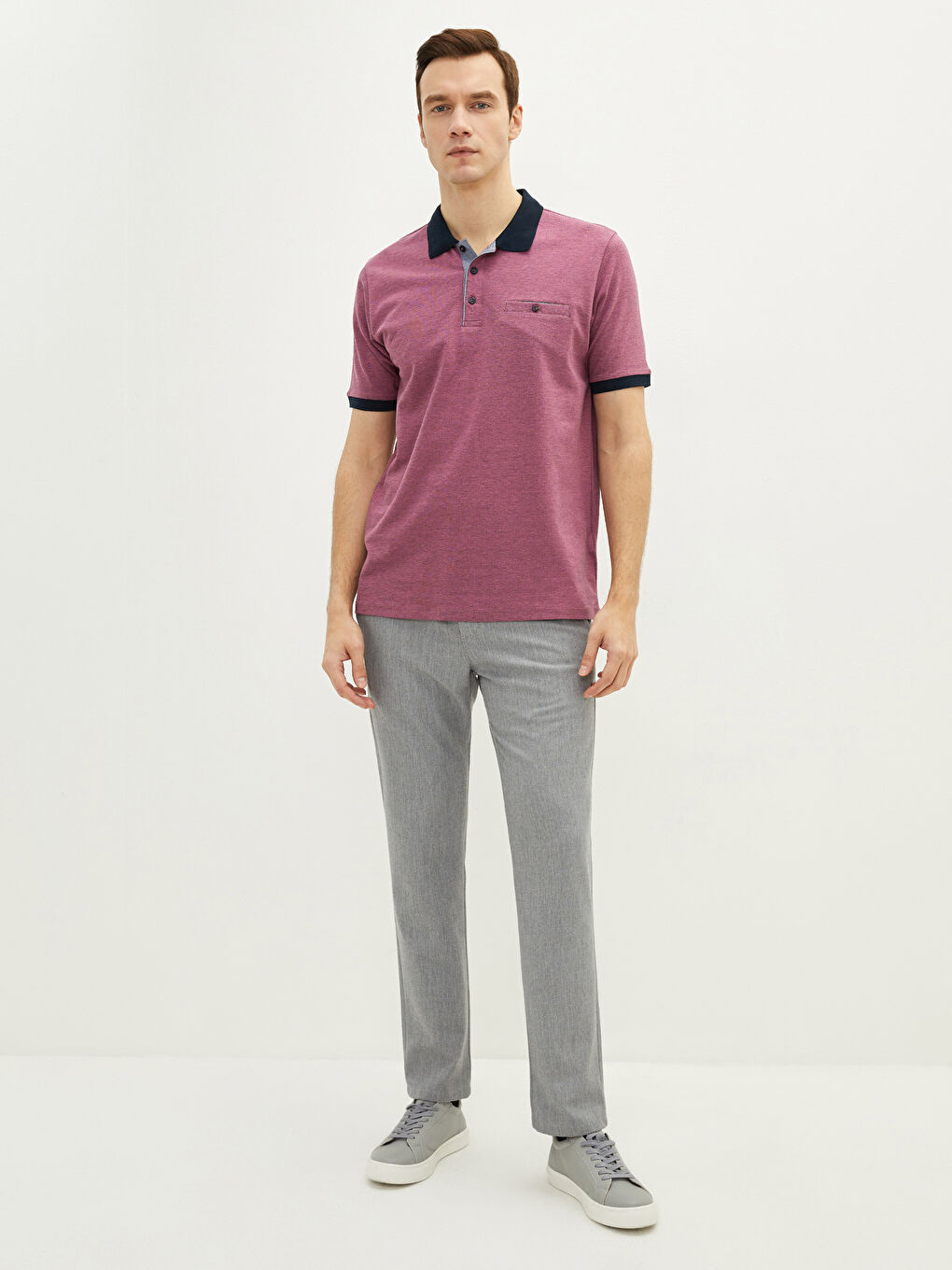 تي شيرت بياقة بولو كم قصير بيكيه للرجال-1