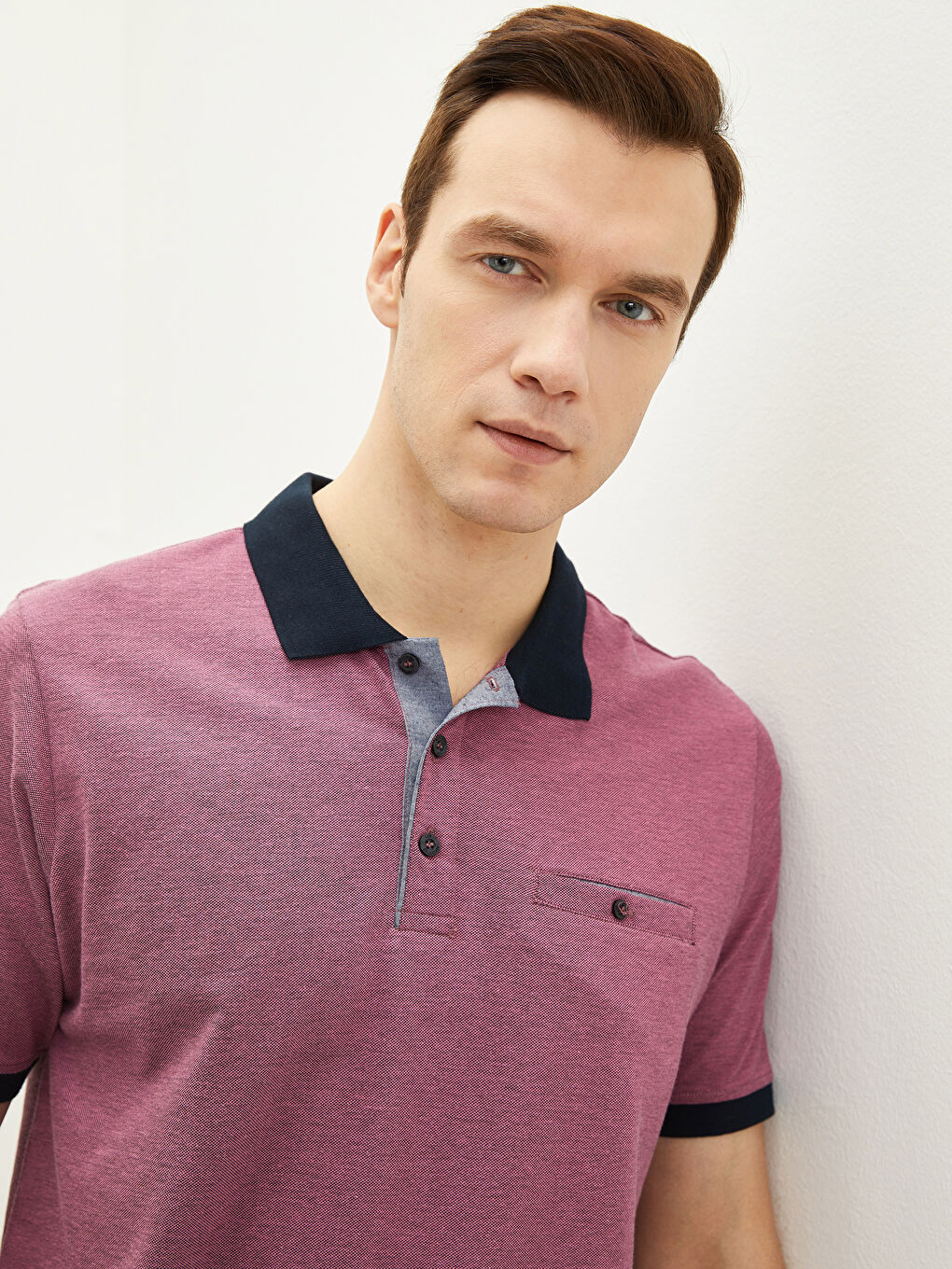 تي شيرت بياقة بولو كم قصير بيكيه للرجال-2