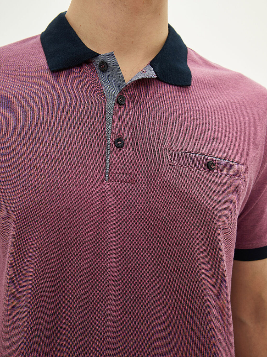 تي شيرت بياقة بولو كم قصير بيكيه للرجال-3