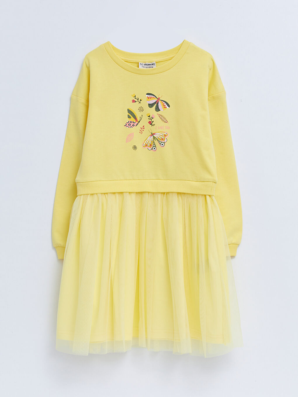 LCW Kids Crew Neck Printed Long Sleeve Girls' Dress -S2DK27Z4-FRL