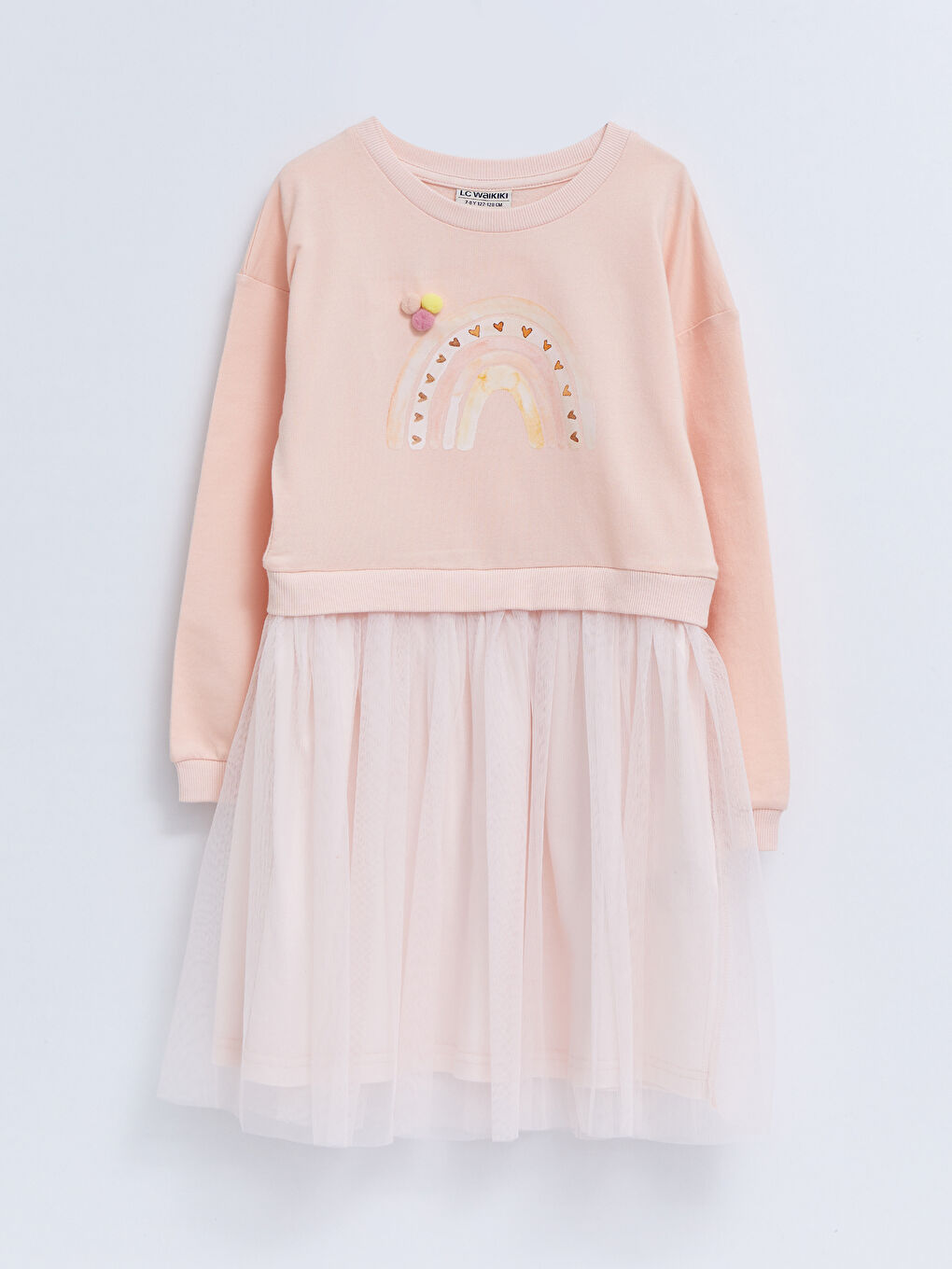 LCW Kids Crew Neck Printed Long Sleeve Girls' Dress -S2DK27Z4-FWH